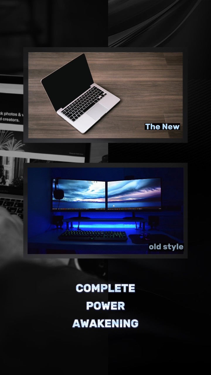 Estilo Técnico de Comparação de Computadores Novo e Antigo
