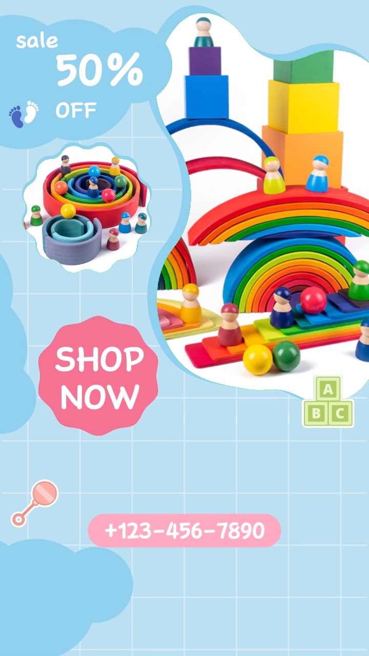 Baby toys promotion in a watercolor style