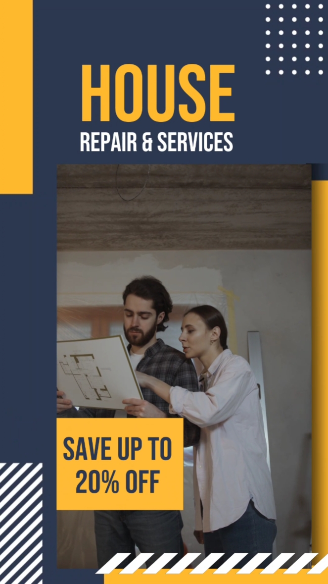 Servicios De Renovación De Casas En Estilo De Color De Contraste