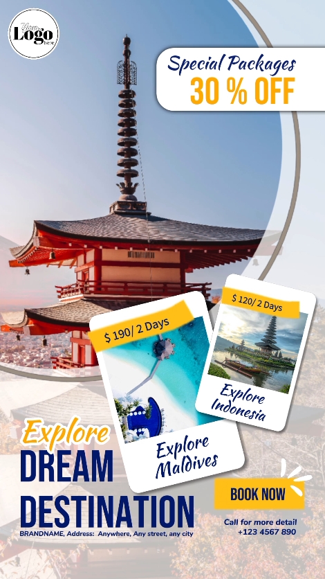 Explore Dream Destination promo in a UI style