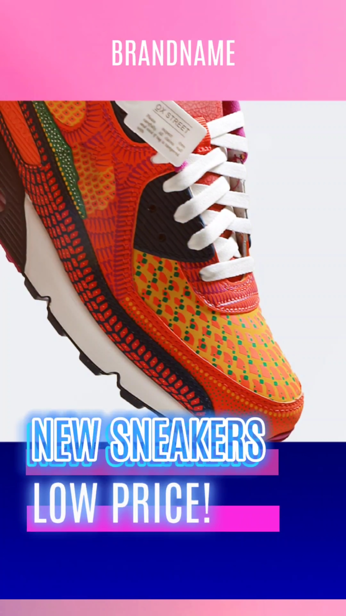 Exibição de sapatos esportivos em estilo neon