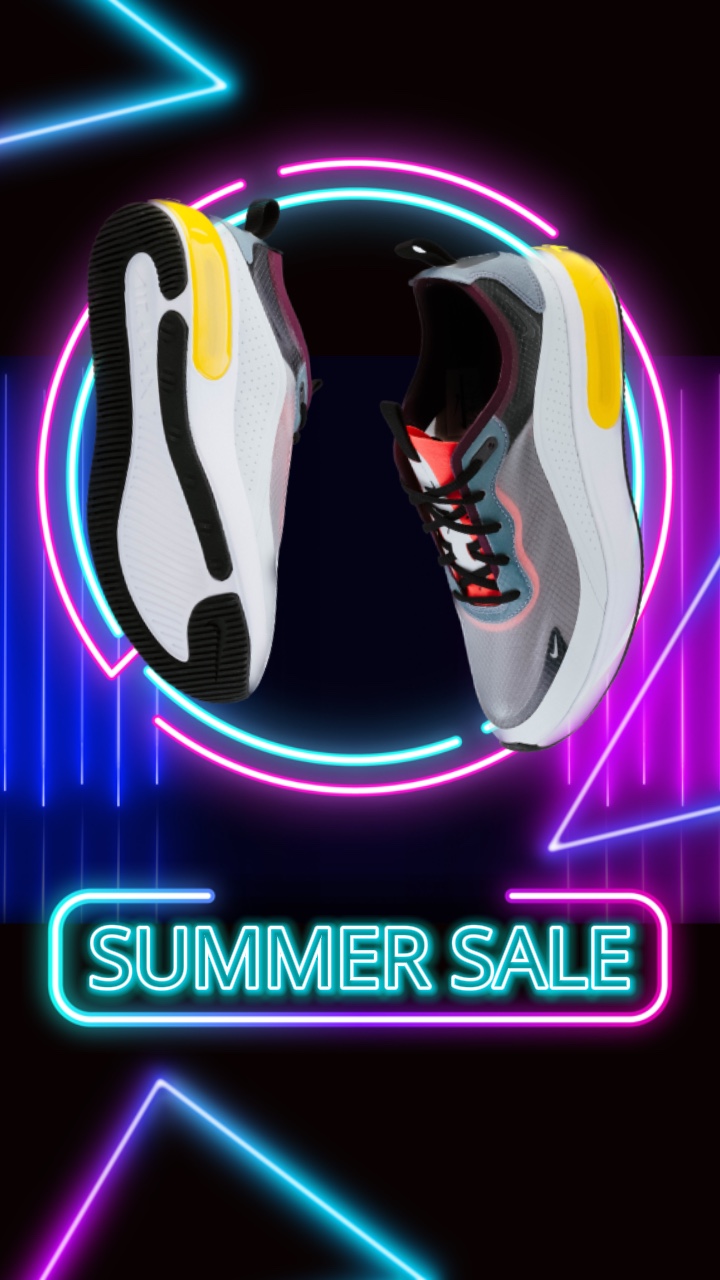 Sports Shoes Display and Promotion Neon Style