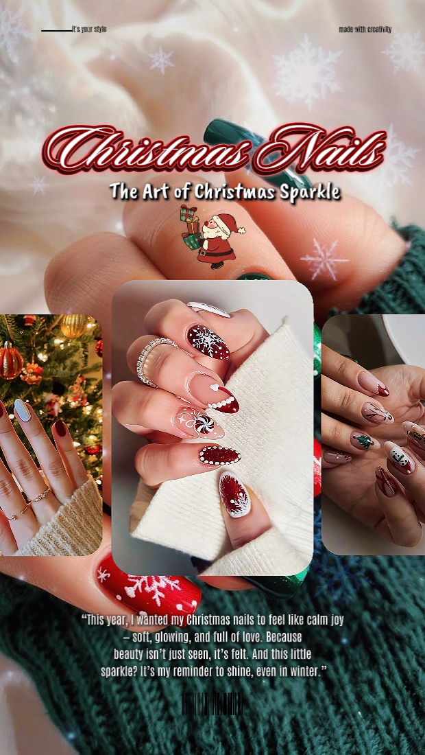 Arte de uñas navideño