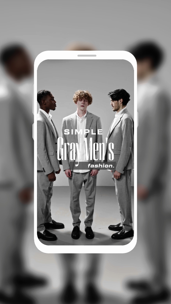 Estilo TikTok Moda Masculina Cinza Simples 