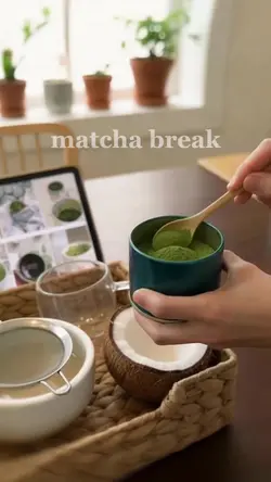 From Powder to Coconut: Soothing Matcha Pour