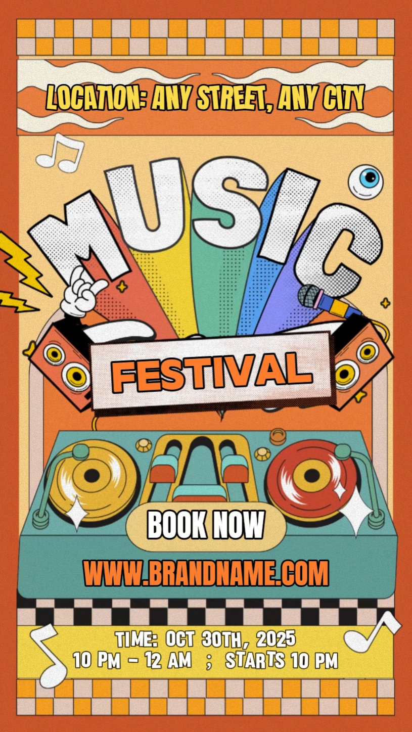 Colorful Contrast Pop Art Style Entertainment Industry Playful Color Music
