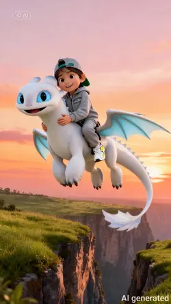 AI Kid Dragon Flying