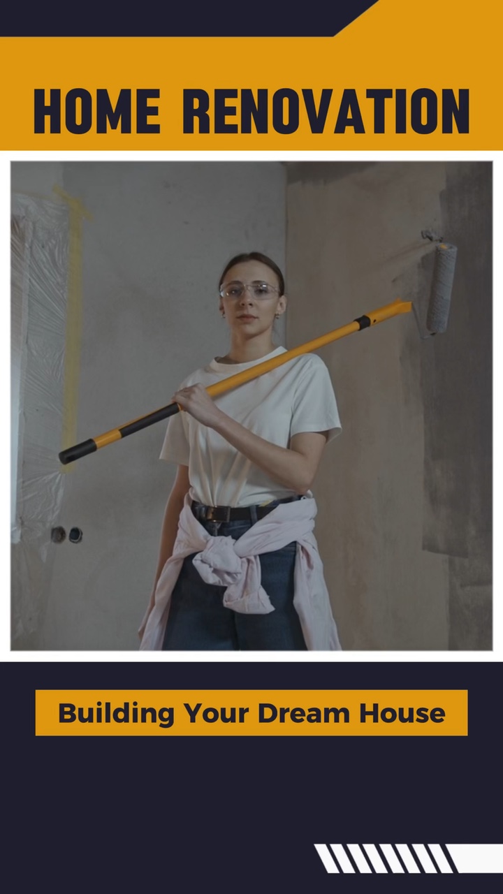Modern Yellow and Navy Style, House Contruction & Renovation Business Template,