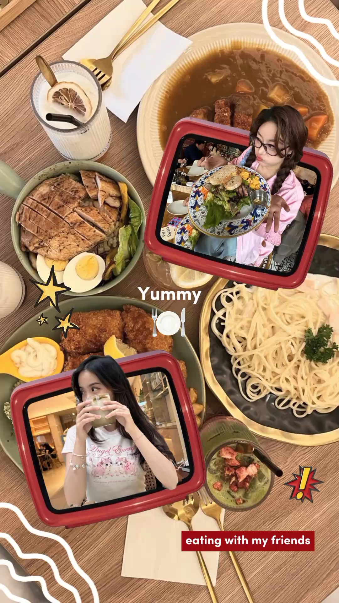 Comiendo con amigos