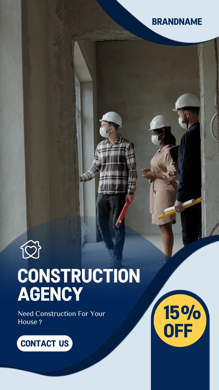 Modern style house construction promo template