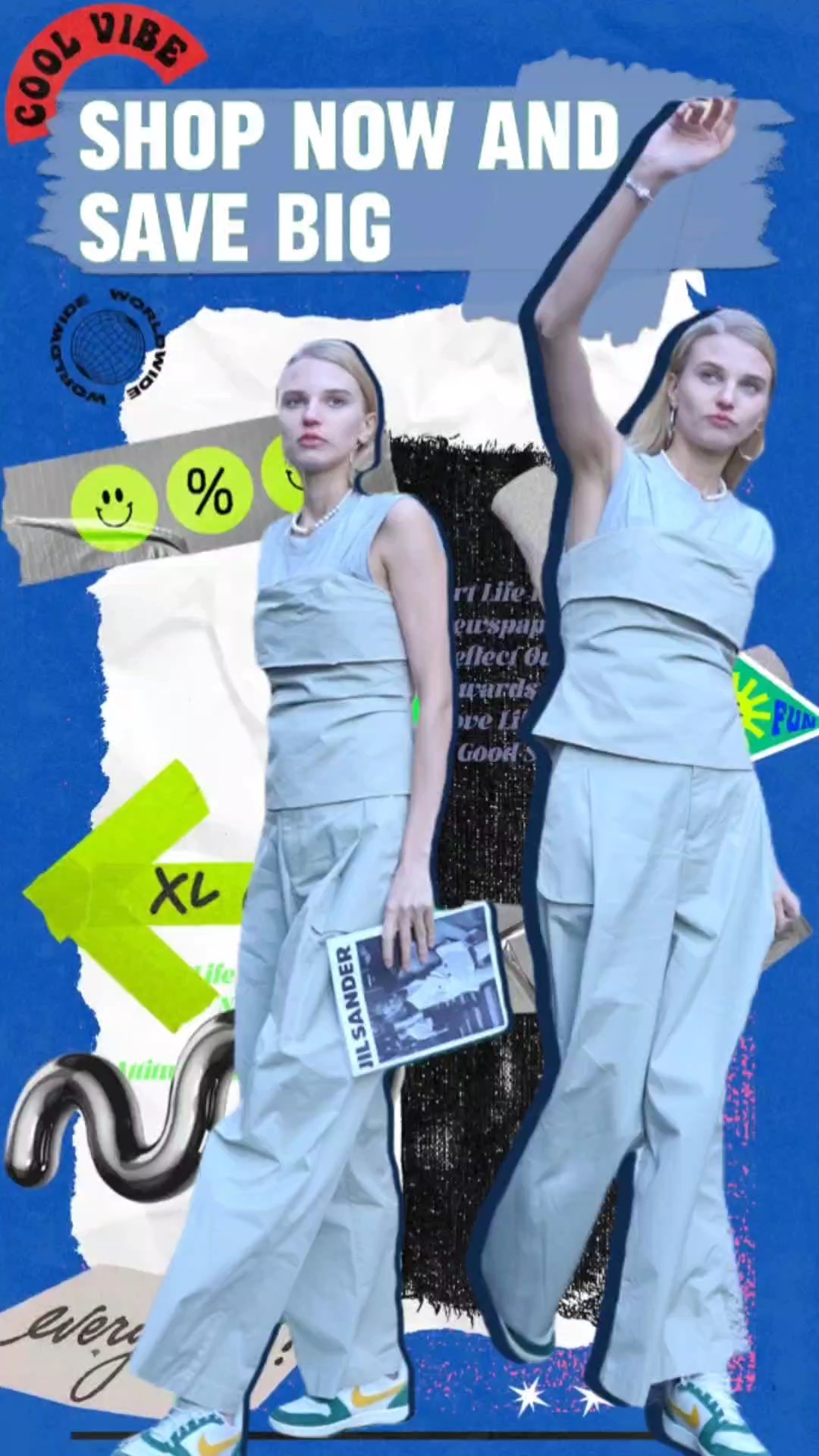 Exibição de produto estilo Color Block para roupas e acessórios