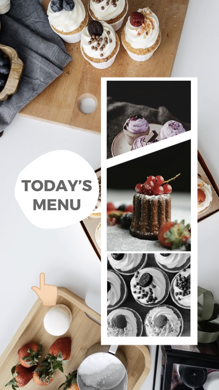 Interface do usuário de exibição de produtos alimentares Estilo TikTok