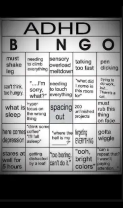 ADHD bingo 