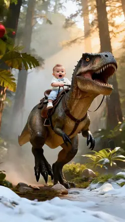 Riding a T-rex