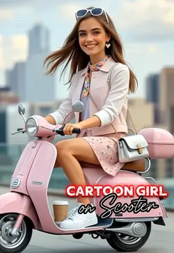 Cartoon  on Scooter 