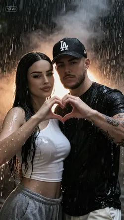 Rain couple photosho