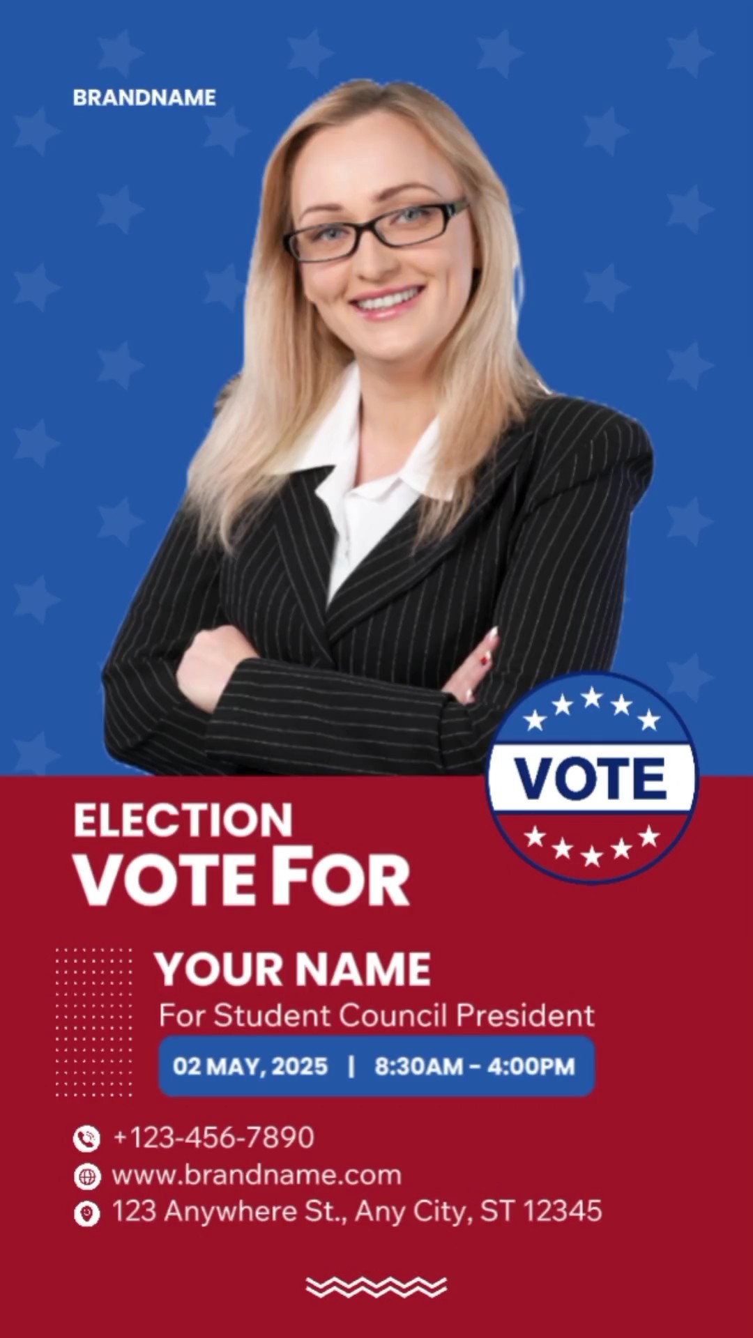 Kırmızı ve Mavi Siyasi Seçim Oylama Instagram Hikayesi
