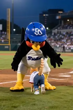 つば九郎🐧⚾️と共演💙