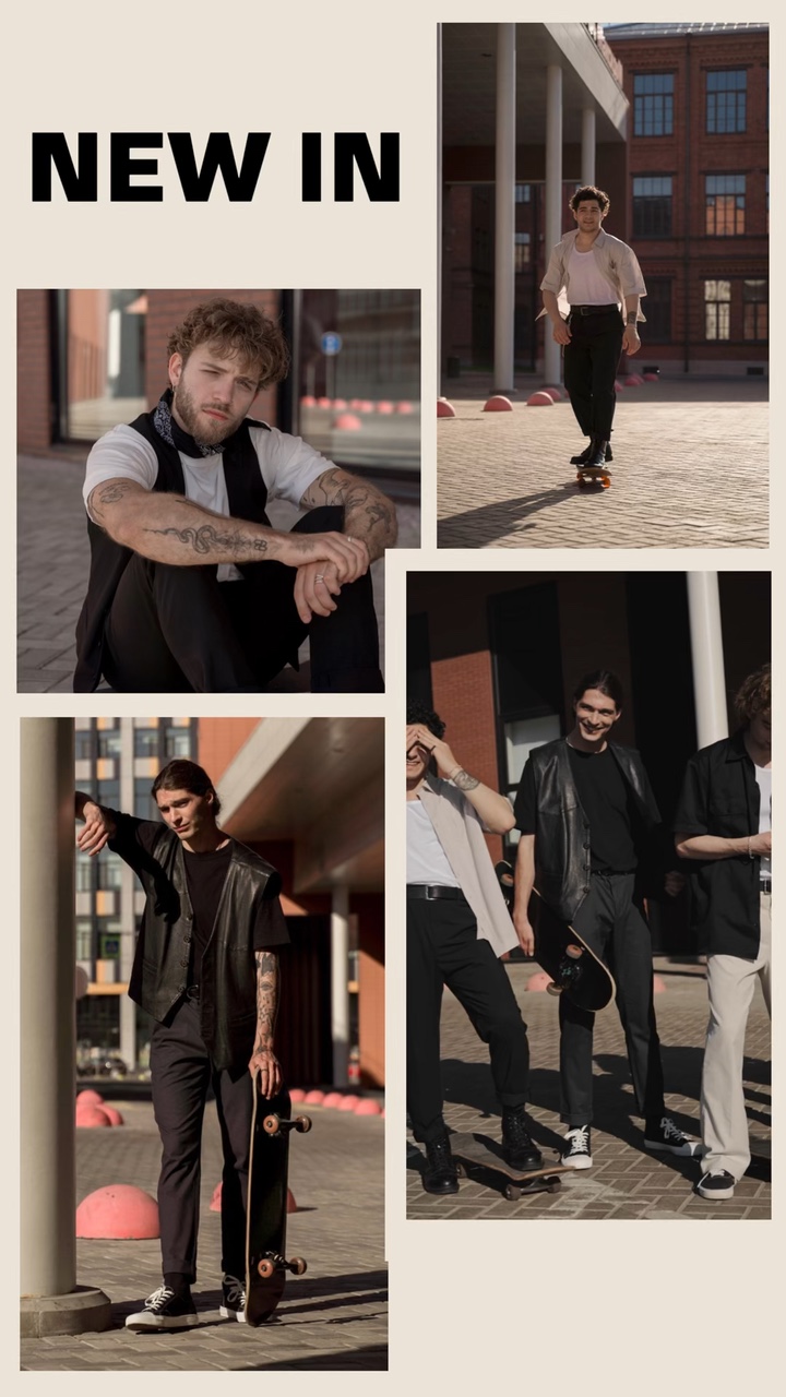 Exibição de produtos da coleção de roupas masculinas