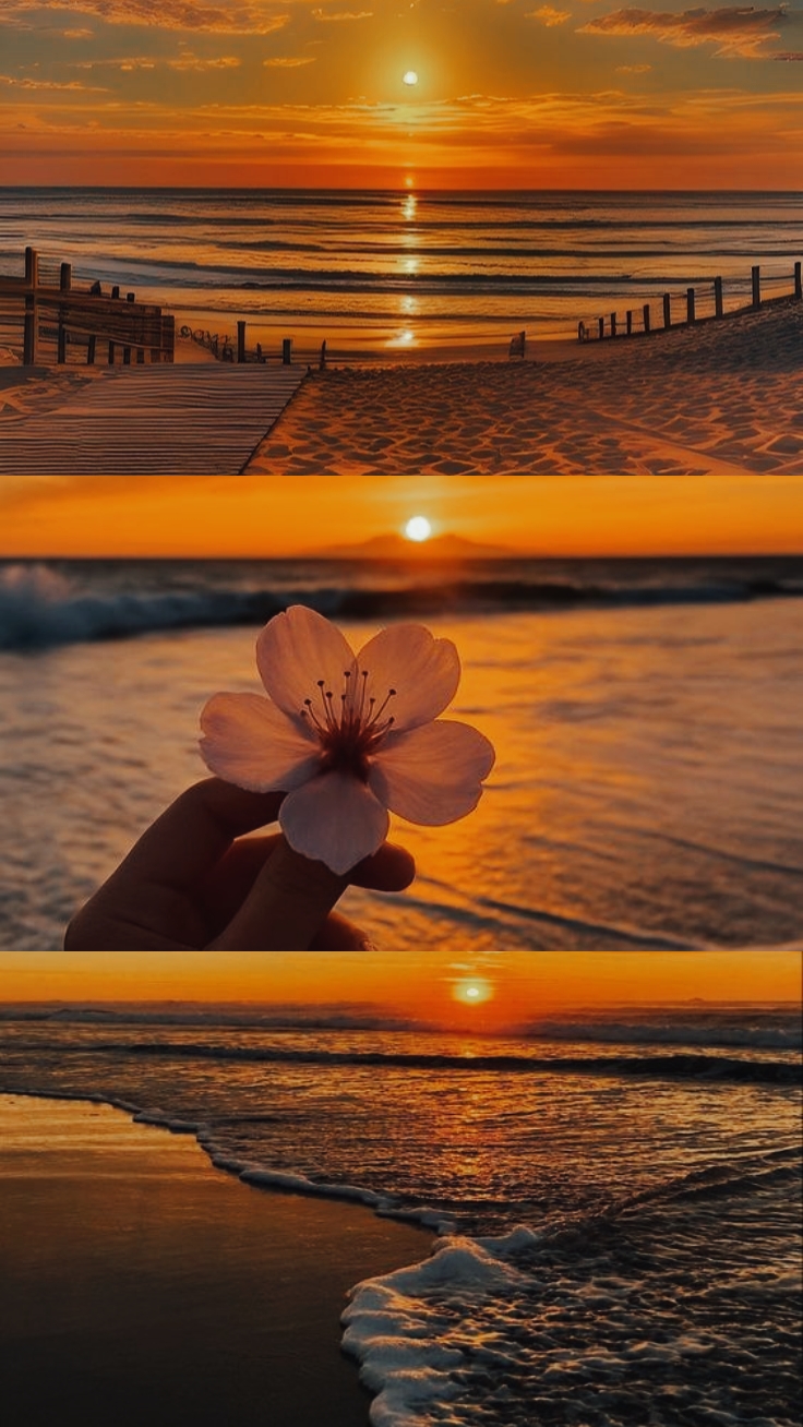 3 fotos do pôr do sol