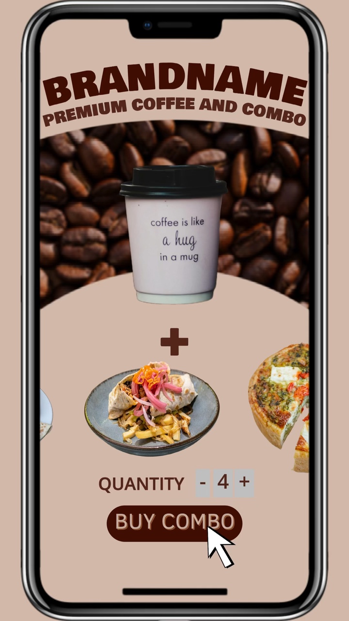 UI Style Menu Desconto Café ou Cafeteria para Tiktok e IG Reels