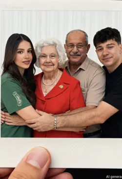 Polaroid with family