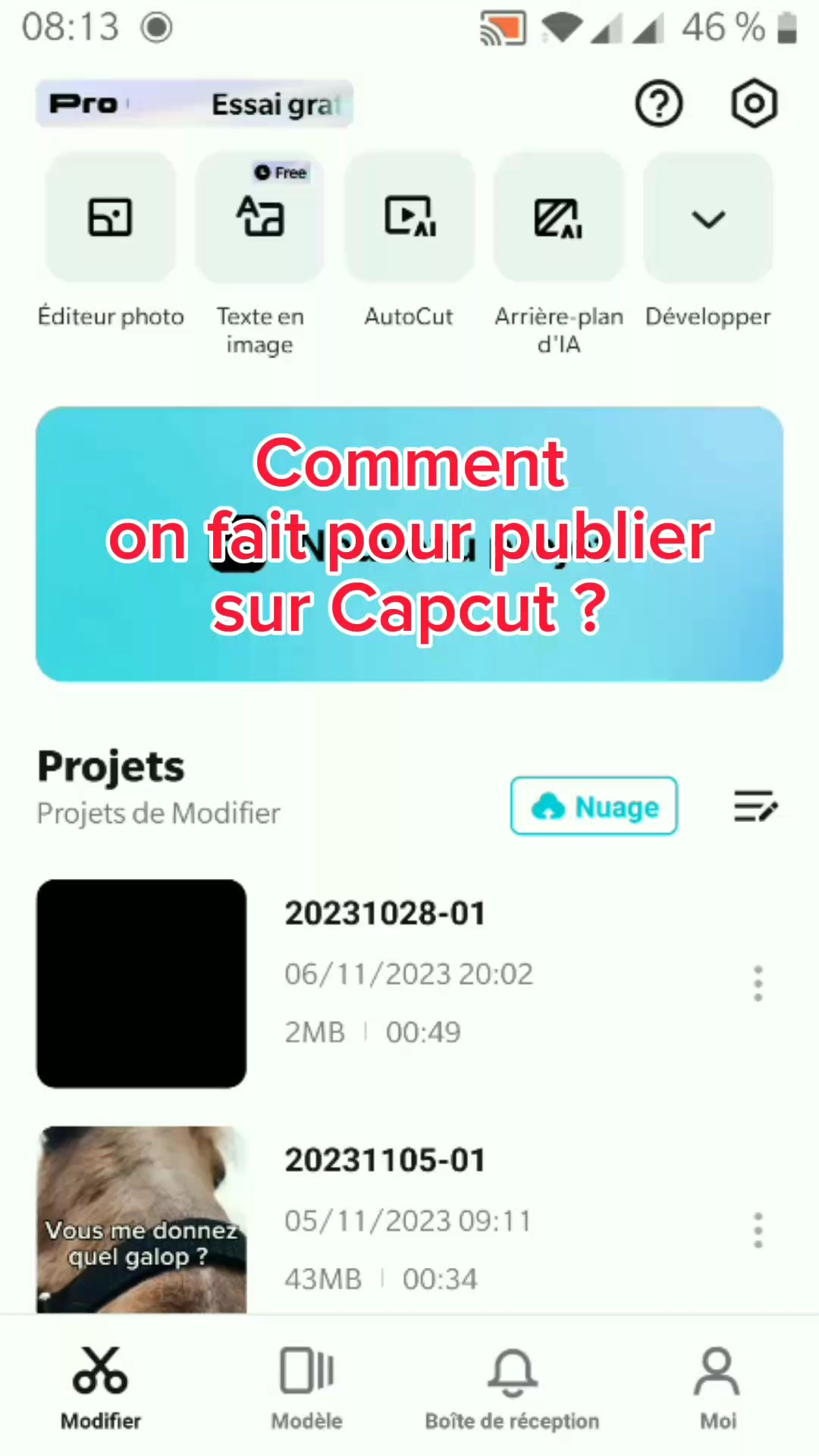 Publier sur Capcut 
