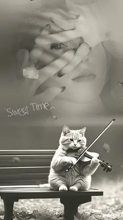 Cat playing violin