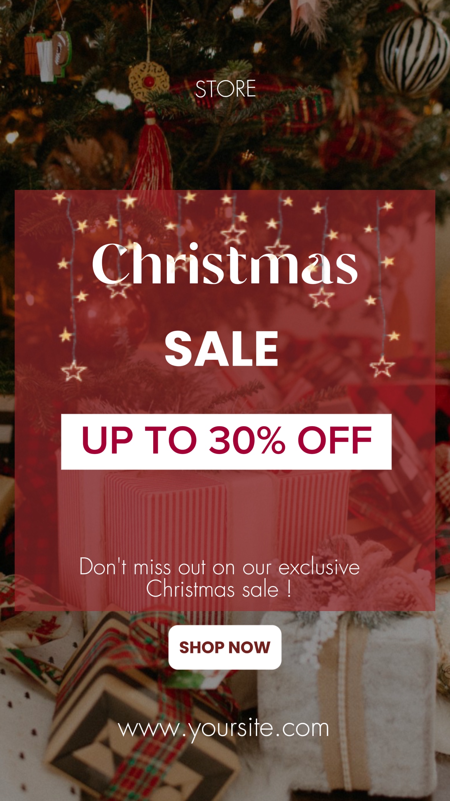 Promoción de rebajas navideñas