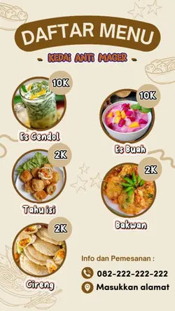 daftar menu jualan 