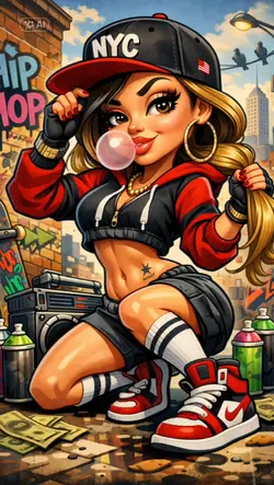 Pin-up cartoon style