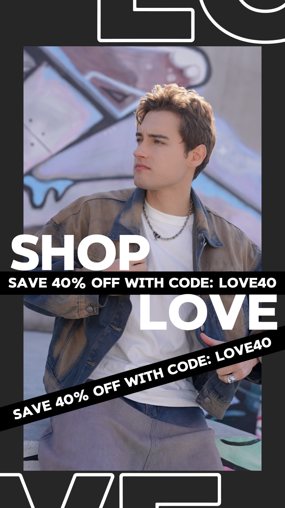 Exibição de promoção de venda do dia dos namorados para estilo de flash de texto de vestuário