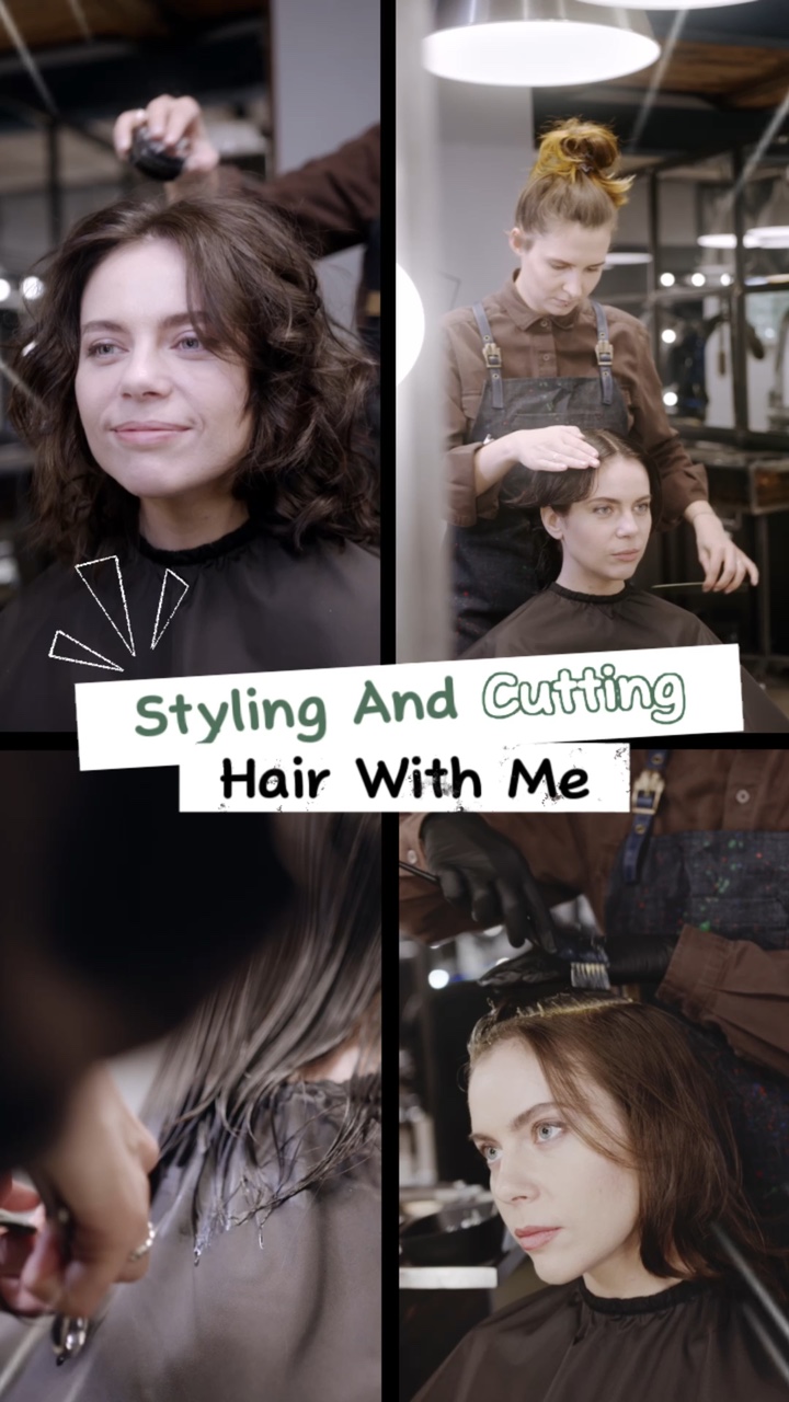 Pantalla de corte de pelo de mujer estilo TikTok