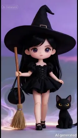 3d chibi doll witch