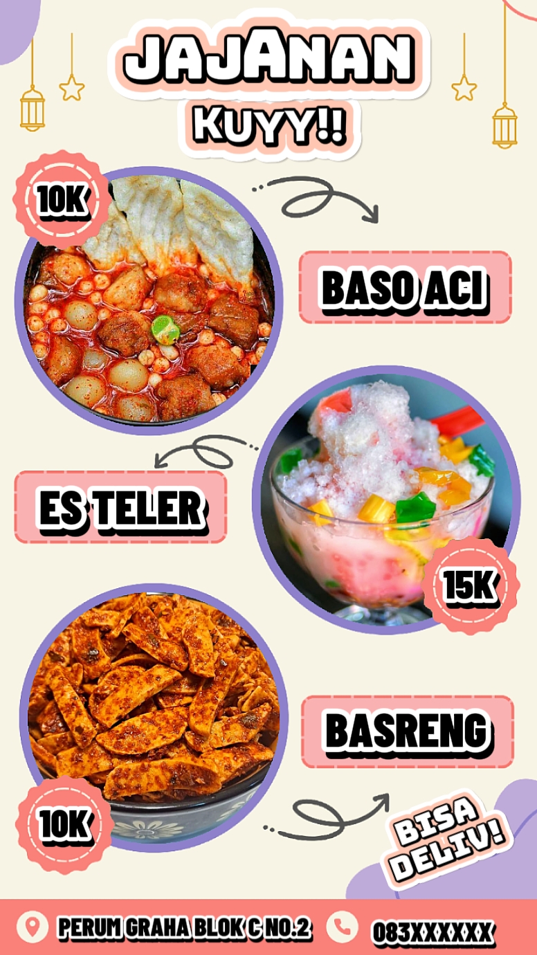 Menu jajanan kedai