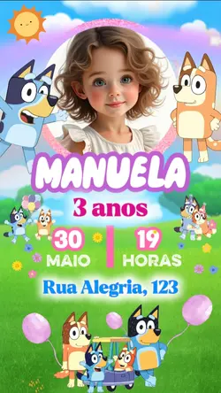 Convite Bluey menina