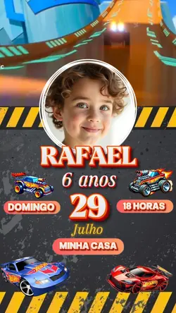 Convite Hotwheels