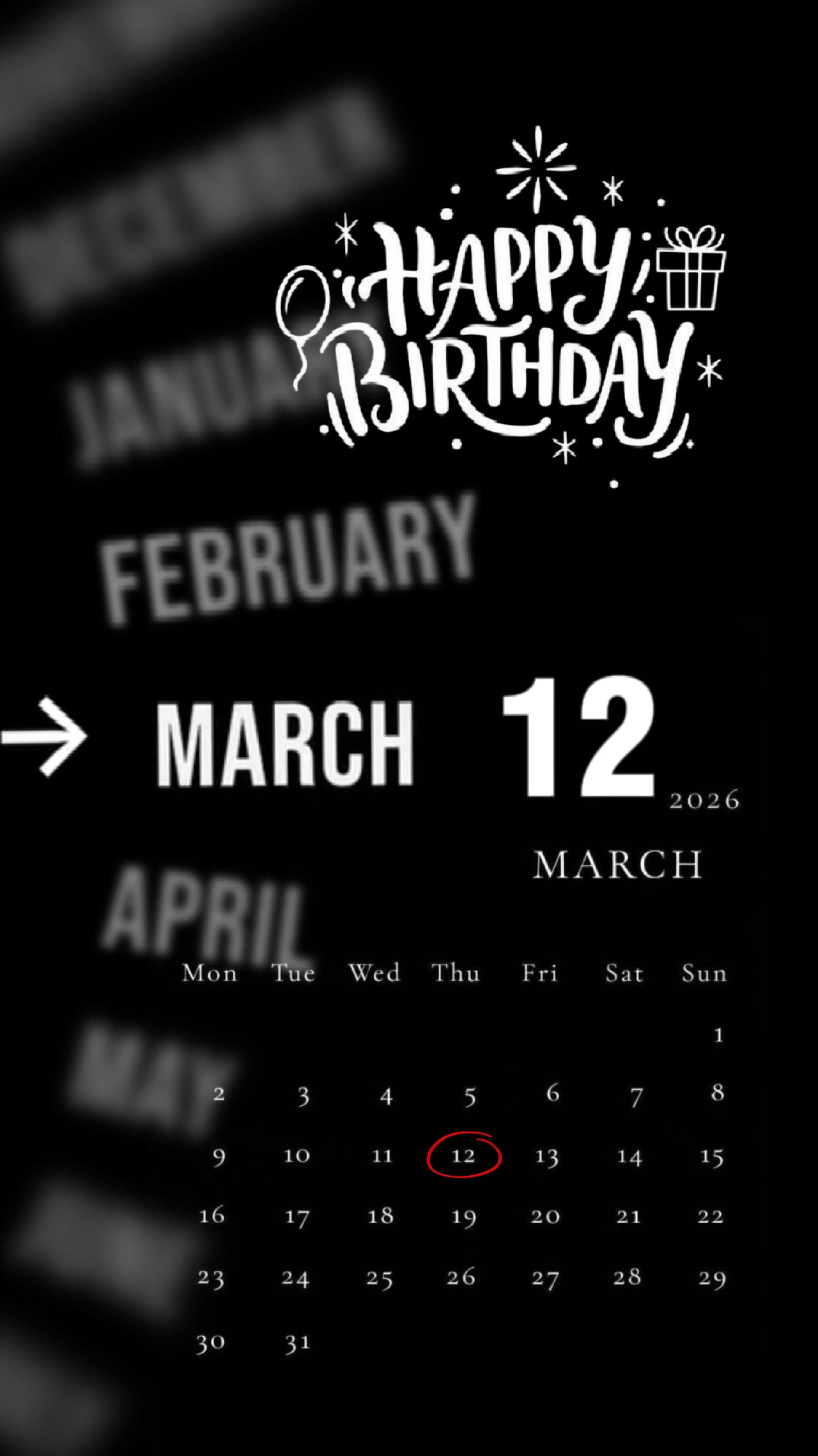 FELIZ CUMPLEAÑOS 12 DE MARZO 