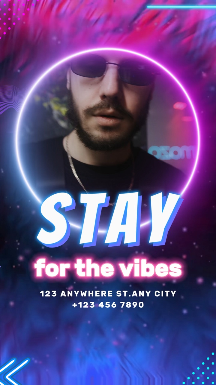 Publicidade em vídeo estilo neon, adequada para festas, boates e bares