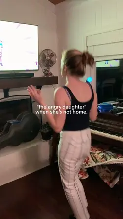 when she's not home.