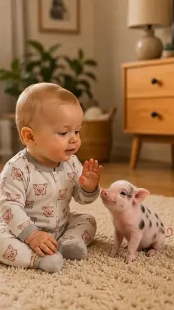 baby and pig