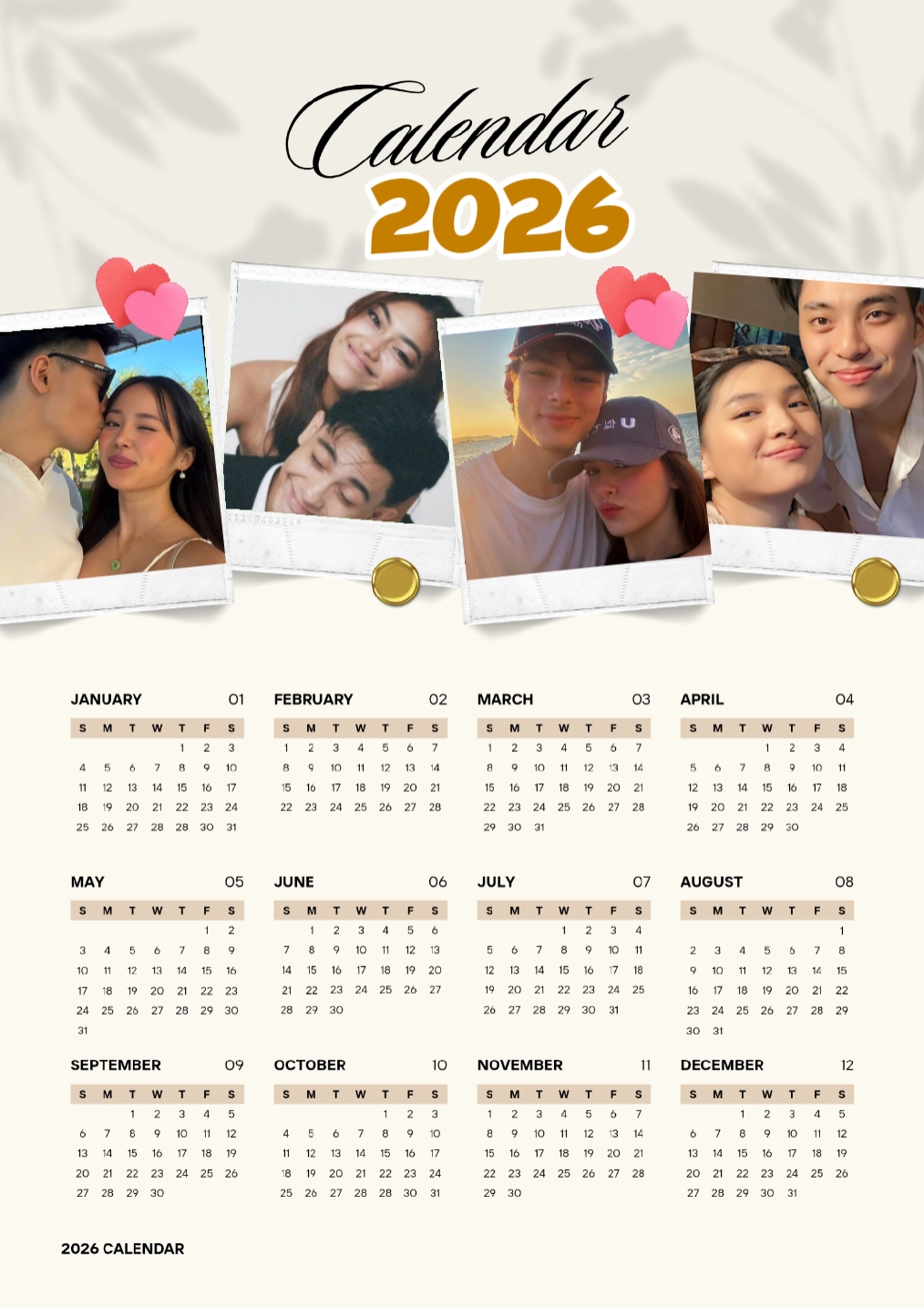 Calendario de pareja 2026