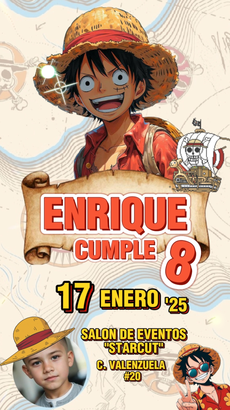 one piece invitation