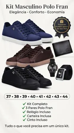 Kit 3 Tênis Polo Fra