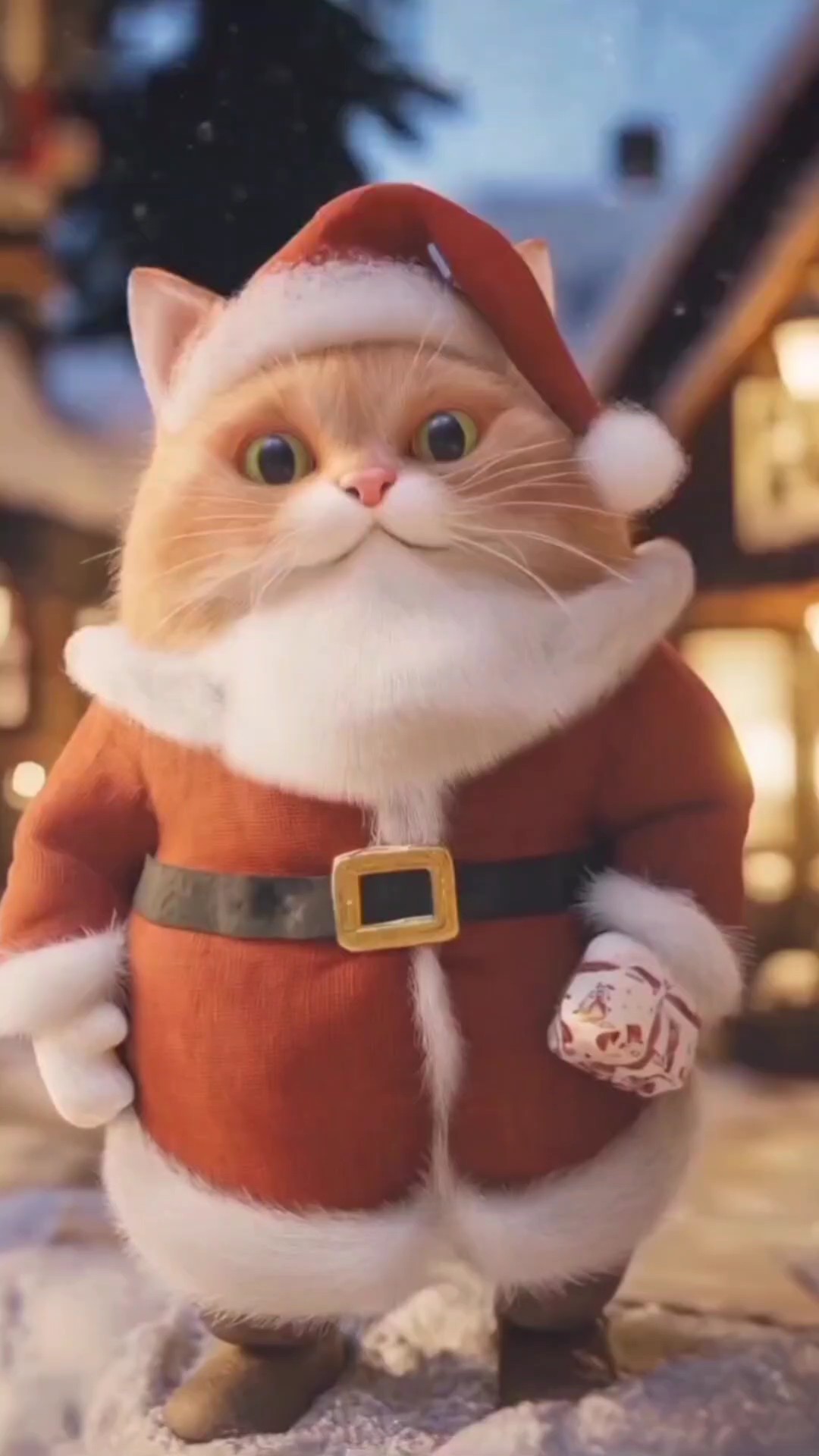 Gato engraçado papai noel 