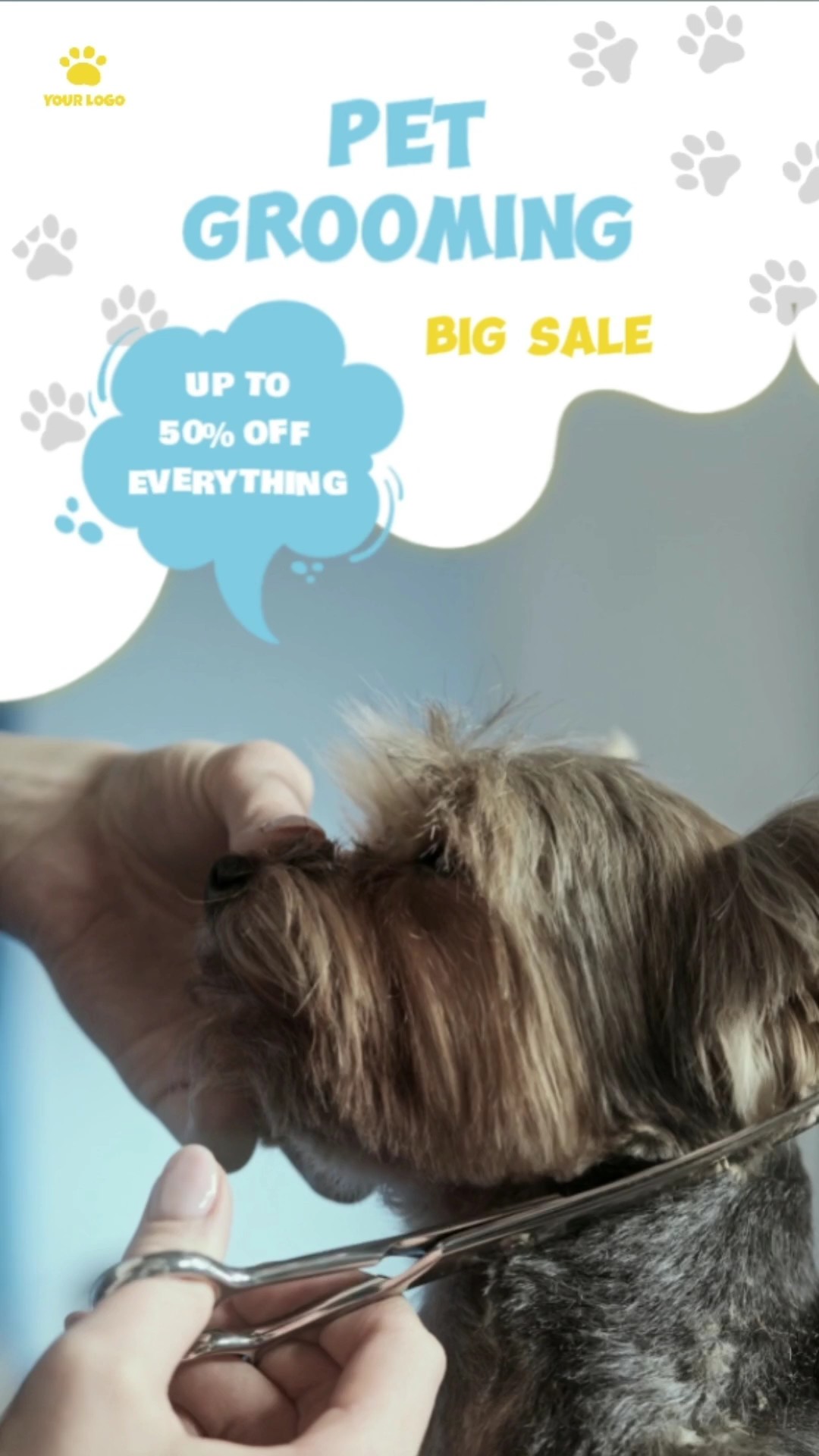Plantillas de anuncios de venta de suministros de aseo de mascotas