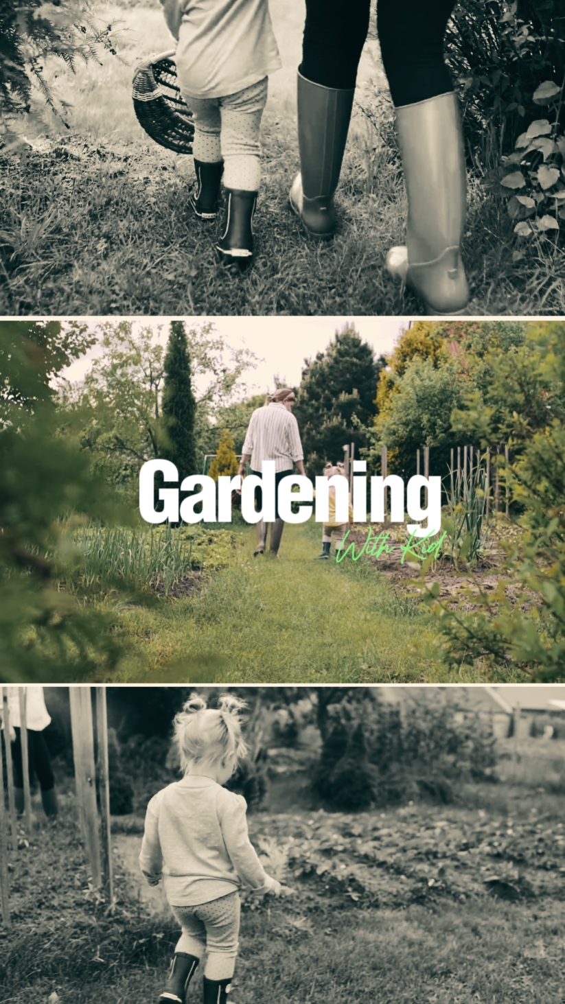 Niño de jardinería con