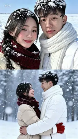 AI ghép ảnh tuyết 