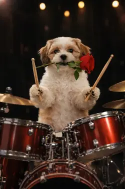 드럼치는 강아지