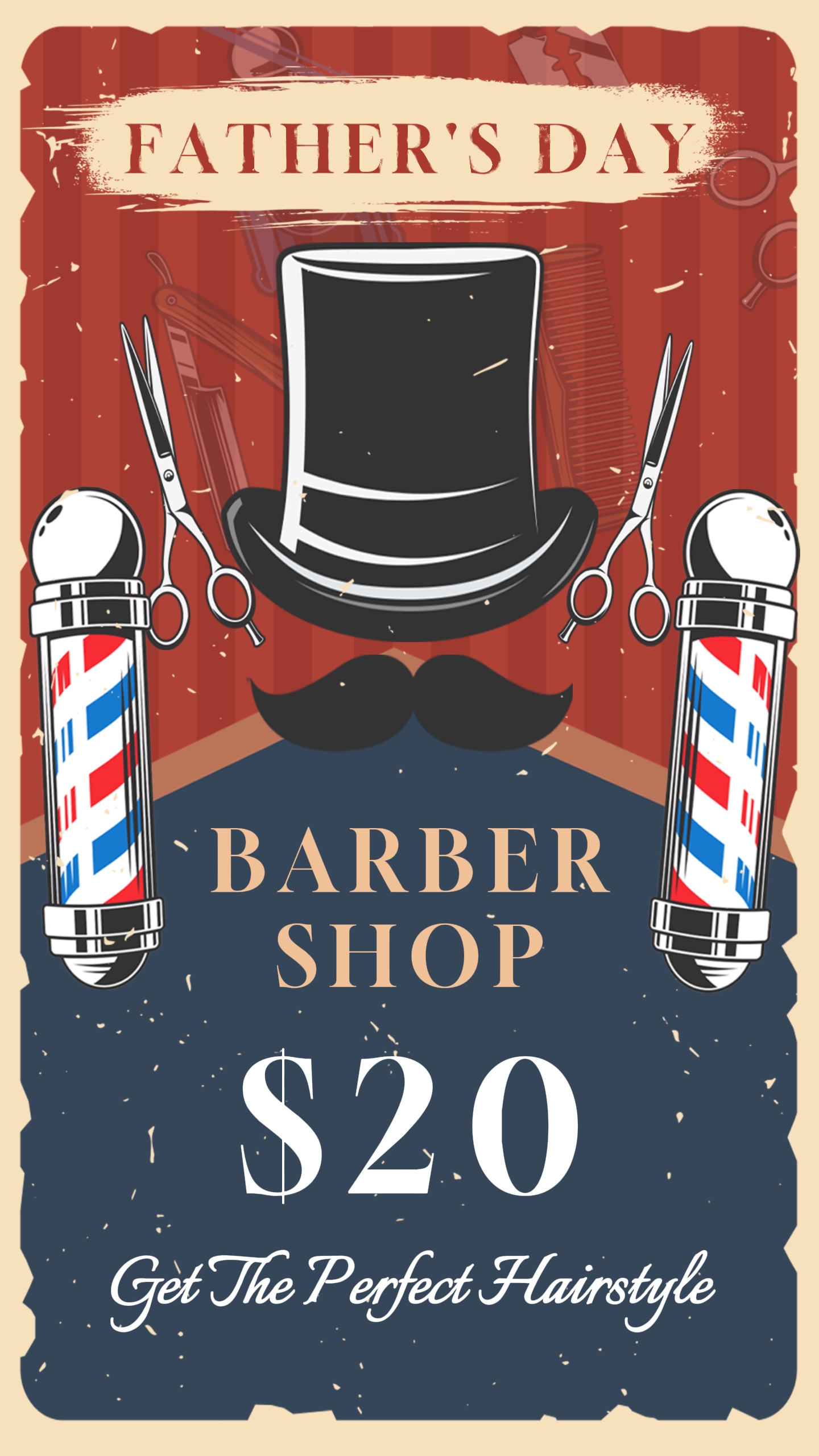Modelo de pôster promocional da barbearia do dia dos pais